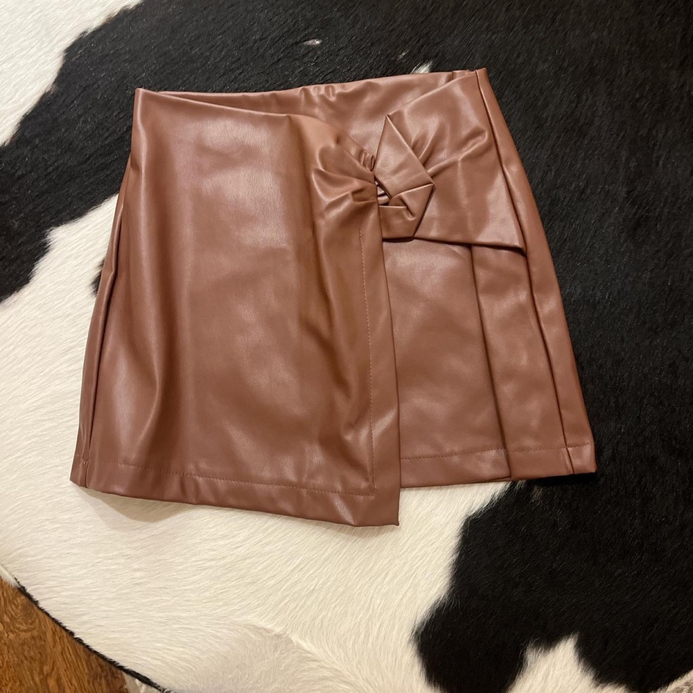 Princess Polly Brown Faux Leather Mini Skirt